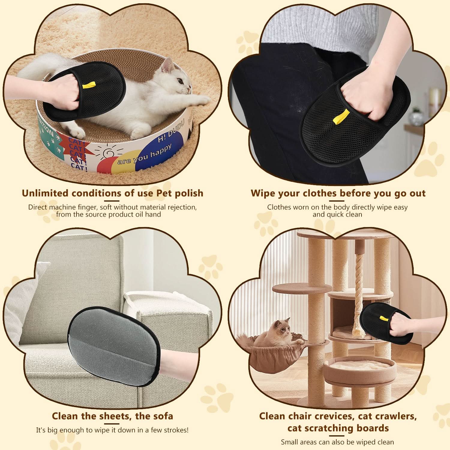 Pet Hair Remover Electrostatic Gloves – Double-Sided Efficient, Soft Silicone & Washable Reusable