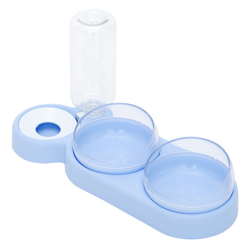 Raised Pet Cat & Dog Food Bowl with Water Dispenser | Double Drinking Fountain Feeder Stand