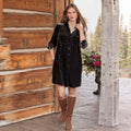 Casual Long Sleeve Velvet Short Dress