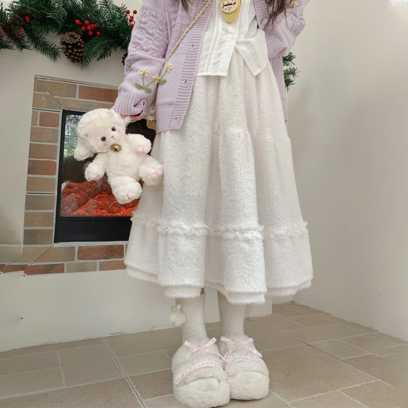 Women's Warm Elastic Waist Big Swing Skirt