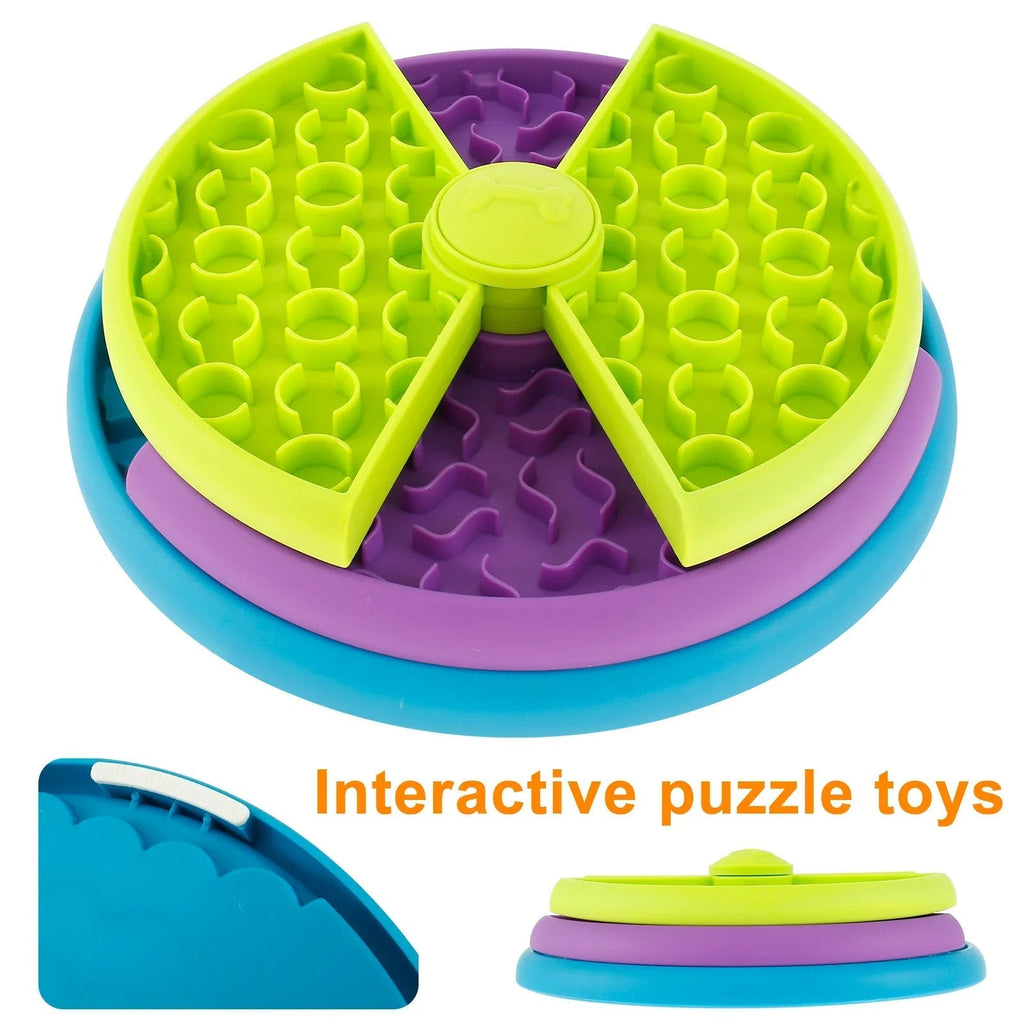 Dog & Cat Puzzle Feeder: Anti-Choking Slow Food Bowl with Rotating Game Board