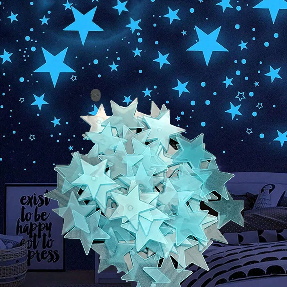 Glow Star Home Decor | 3D Stars & Moon Luminous Wall Stickers for Baby Room