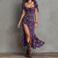 Women's Bohemian Retro High-Slit Printed Dress
